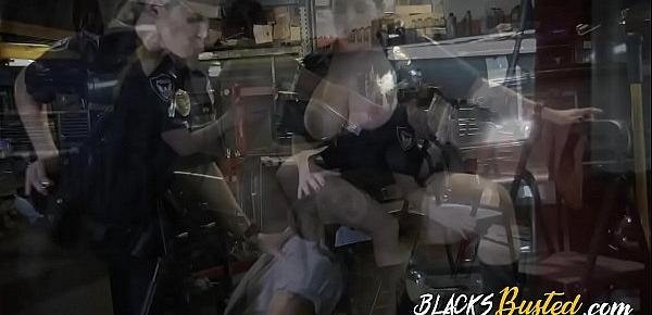  Hardcore interracial threesome in a dirty workshop with BBC criminal.
